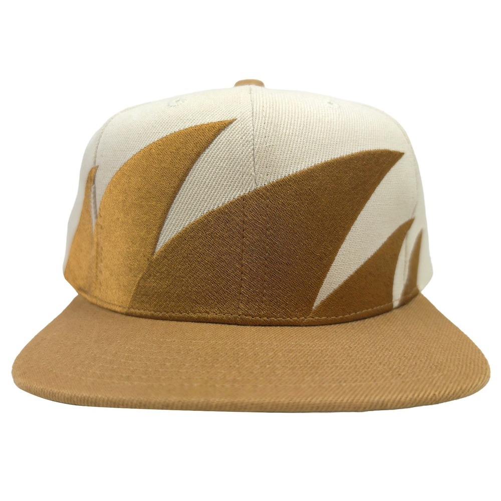 Mitchell & Ness Snapback Hat Cap Sharktooth Embroidery Art Cream Khaki New